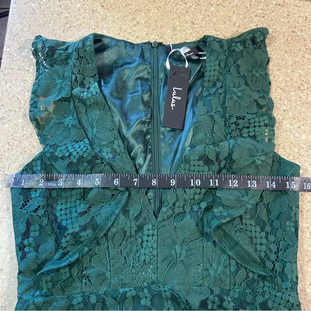 NWOT Lulus Molinetto Forest Green Lace Ruffled Tiered Sleeveless Maxi Dr…_6